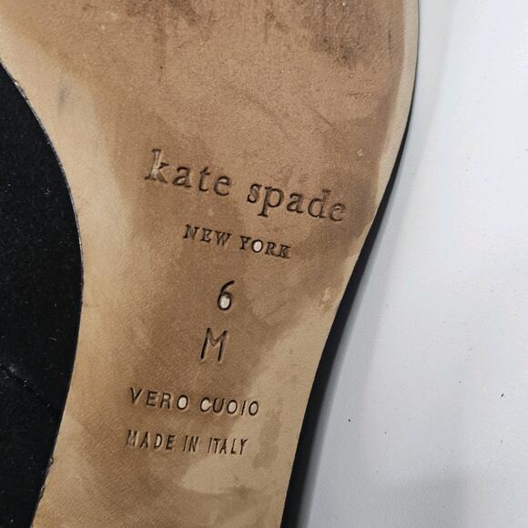 Kate Spade Black Mary Jane Suede Gold Giltter Block Heel 6M Dbl Strap Square Toe - Picture 9 of 9